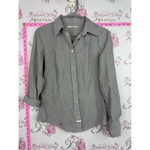 Brax button up shirt Classic Striped Button-Down Shirt - Gray/White